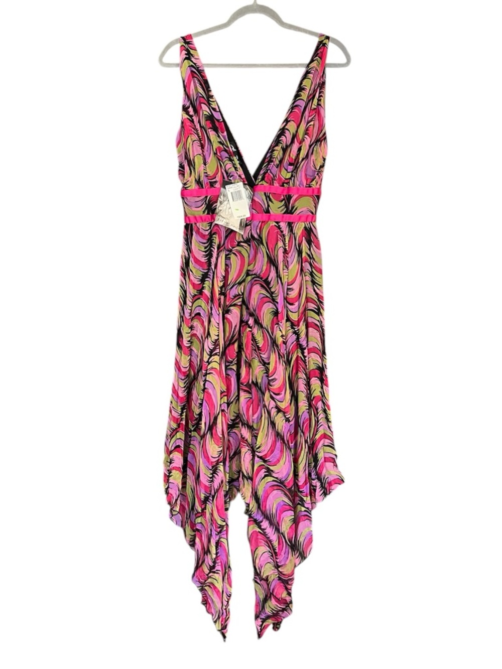 NWT Vintage Y2K Betsey Johnson New York Sheer Silk Handkerchief Hem Runway Dress - Picture 11 of 13